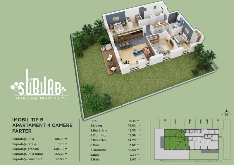 Buftea Apartament 4 camere cu gradina The Suburb